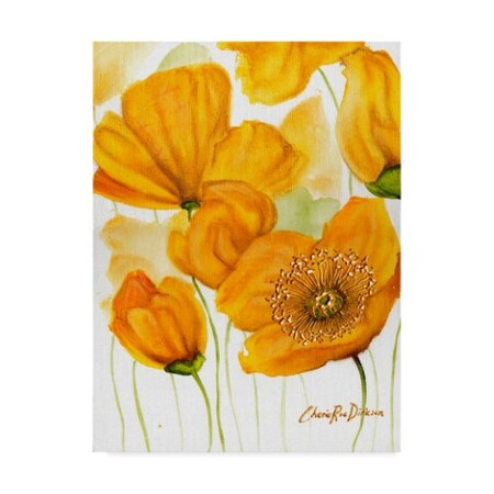 Cherie Roe Dirksen 'Yellow Poppies On White' Canvas Art,18x24